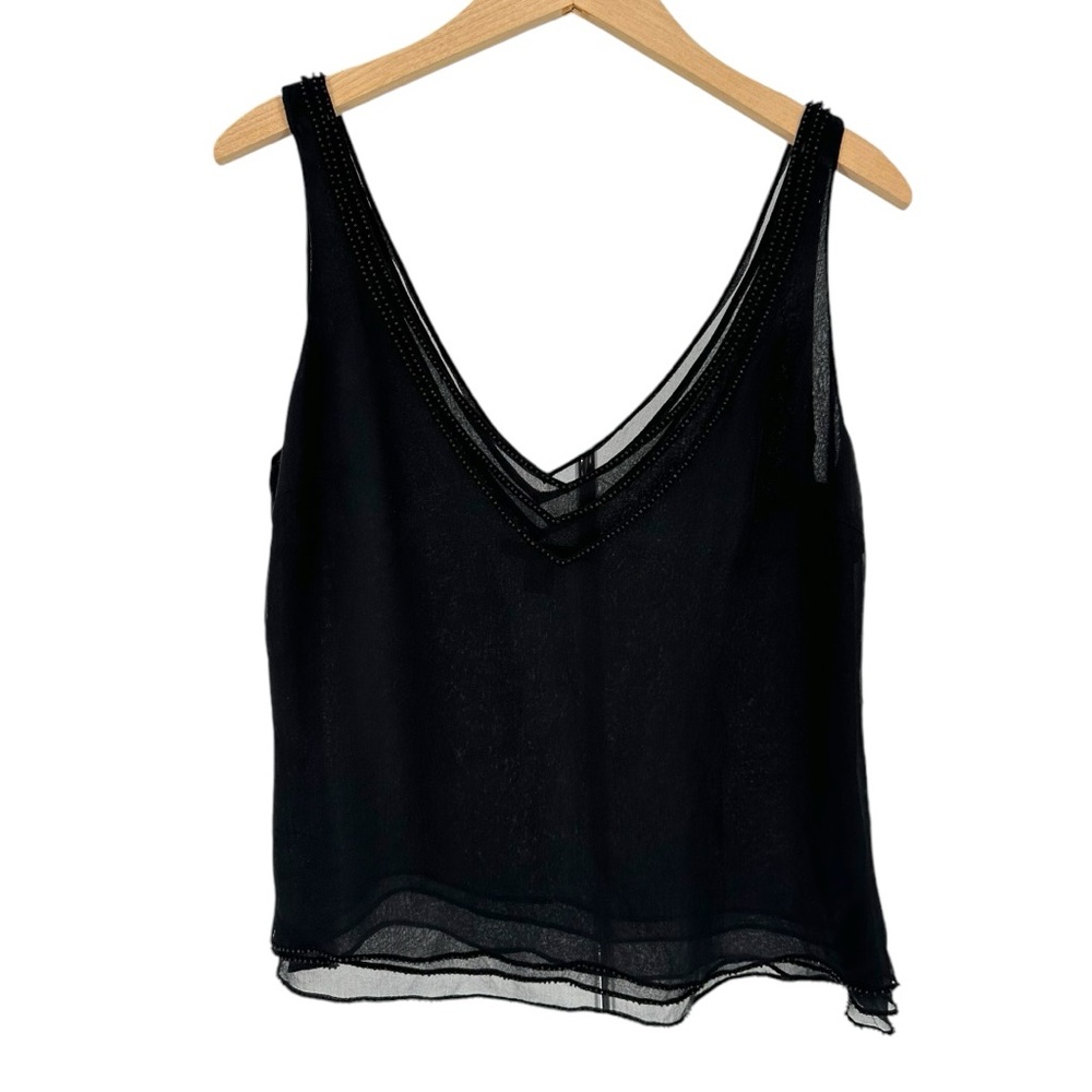 Kenneth Cole Black Beaded Cami Tank Beads of Paradise Tank NWT size 12 Silk